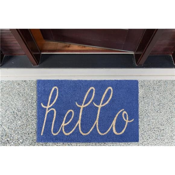 Hello Coir Fiber Doormat NonSlip Durable Outdoor/Indoor, Pet Friendly,18x30,Blue - Picture 4 of 7